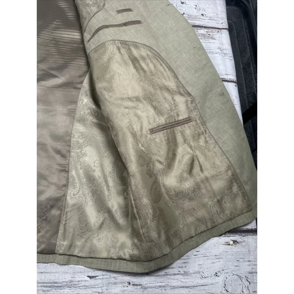 Kenneth Roberts Platinum Tan/Taupe Safari Style Jacket Men's XL Linen Blend